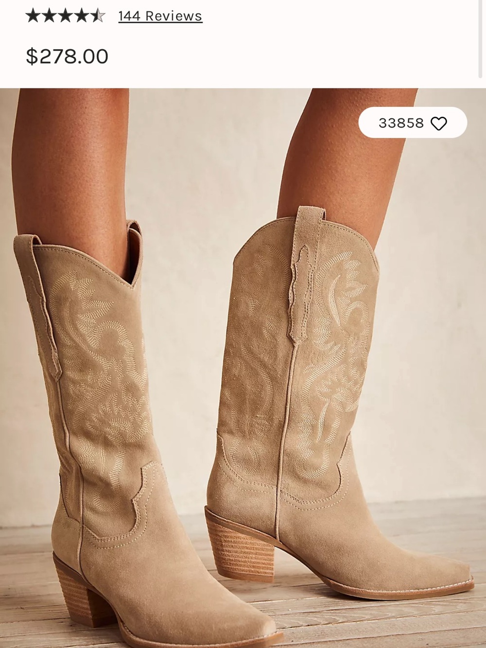 Jeffrey Campbell Dagget Suede Western Boots size 5.5 - Taupe
